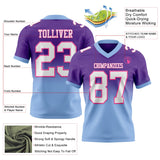 Custom Purple White Light Blue-Pink Mesh Authentic Fade Fashion Football Jersey