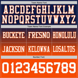 Custom Navy White-Orange Mesh Authentic Fade Fashion Football Jersey
