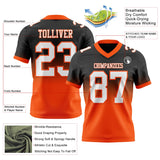 Custom Black White-Orange Mesh Authentic Fade Fashion Football Jersey