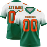 Custom White Orange-Kelly Green Mesh Authentic Fade Fashion Football Jersey