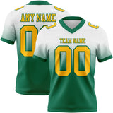 Custom White Gold-Kelly Green Mesh Authentic Fade Fashion Football Jersey