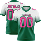 Custom White Pink-Kelly Green Mesh Authentic Fade Fashion Football Jersey