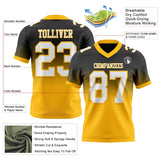 Custom Black White-Gold Mesh Authentic Fade Fashion Football Jersey