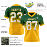 Custom Green White-Gold Mesh Authentic Fade Fashion Football Jersey