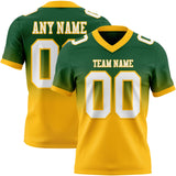 Custom Green White-Gold Mesh Authentic Fade Fashion Football Jersey