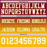 Custom Maroon White-Gold Mesh Authentic Fade Fashion Football Jersey