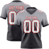 Custom Gray White Steel Gray-Red Mesh Authentic Fade Fashion Football Jersey