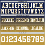 Custom Navy White-Old Gold Mesh Authentic Fade Fashion Football Jersey