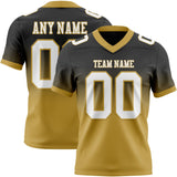Custom Black White-Old Gold Mesh Authentic Fade Fashion Football Jersey