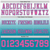 Custom White Pink-Teal Mesh Authentic Fade Fashion Football Jersey