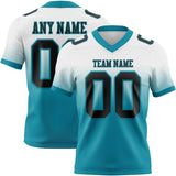 Custom White Black-Teal Mesh Authentic Fade Fashion Football Jersey