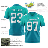 Custom Aqua White-Teal Mesh Authentic Fade Fashion Football Jersey
