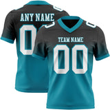 Custom Black White-Teal Mesh Authentic Fade Fashion Football Jersey