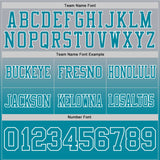 Custom Gray Teal-White Mesh Authentic Fade Fashion Football Jersey