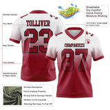 Custom White Cardinal-Black Mesh Authentic Fade Fashion Football Jersey