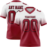 Custom White Cardinal-Black Mesh Authentic Fade Fashion Football Jersey