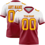 Custom White Gold-Cardinal Mesh Authentic Fade Fashion Football Jersey