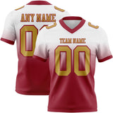 Custom White Old Gold-Cardinal Mesh Authentic Fade Fashion Football Jersey