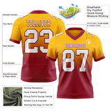 Custom Gold White-Cardinal Mesh Authentic Fade Fashion Football Jersey