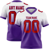 Custom White Red-Purple Mesh Authentic Fade Fashion Football Jersey