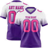 Custom White Pink-Purple Mesh Authentic Fade Fashion Football Jersey