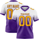 Custom White Gold-Purple Mesh Authentic Fade Fashion Football Jersey