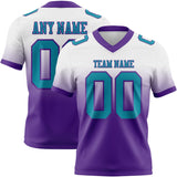 Custom White Teal-Purple Mesh Authentic Fade Fashion Football Jersey