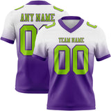 Custom White Neon Green-Purple Mesh Authentic Fade Fashion Football Jersey