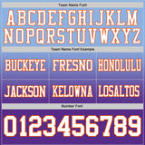 Custom Light Blue White Purple-Orange Mesh Authentic Fade Fashion Football Jersey