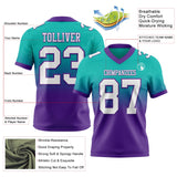 Custom Aqua White-Purple Mesh Authentic Fade Fashion Football Jersey