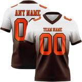 Custom White Orange-Brown Mesh Authentic Fade Fashion Football Jersey