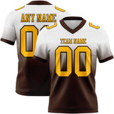 Custom White Gold-Brown Mesh Authentic Fade Fashion Football Jersey