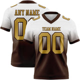 Custom White Old Gold-Brown Mesh Authentic Fade Fashion Football Jersey
