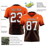 Custom Orange White-Brown Mesh Authentic Fade Fashion Football Jersey