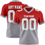 Custom Red White-Gray Mesh Authentic Fade Fashion Football Jersey