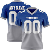 Custom Royal White-Gray Mesh Authentic Fade Fashion Football Jersey