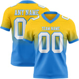 Custom Yellow White-Powder Blue Mesh Authentic Fade Fashion Football Jersey