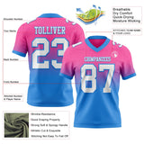 Custom Pink White-Powder Blue Mesh Authentic Fade Fashion Football Jersey