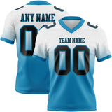 Custom White Black-Panther Blue Mesh Authentic Fade Fashion Football Jersey