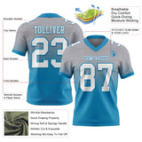 Custom Gray White-Panther Blue Mesh Authentic Fade Fashion Football Jersey