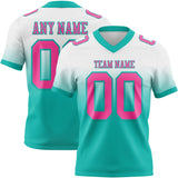 Custom White Pink-Aqua Mesh Authentic Fade Fashion Football Jersey