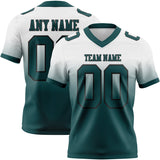 Custom White Midnight Green-Black Mesh Authentic Fade Fashion Football Jersey