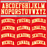 Custom Fire Red White-Gold Authentic Basketball Jersey