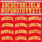 Custom Fire Red Gold-White Authentic Basketball Jersey