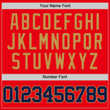 Custom Fire Red Navy-Old Gold Authentic Basketball Jersey