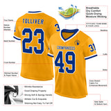 Custom Gold Royal-White Mesh Authentic Throwback Football Jersey