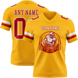 Custom Gold Red-White Mesh Authentic Football Jersey