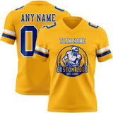 Custom Gold Royal-White Mesh Authentic Football Jersey
