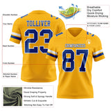 Custom Gold Royal-White Mesh Authentic Football Jersey