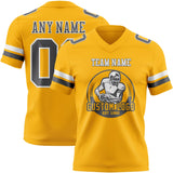 Custom Gold Steel Gray-White Mesh Authentic Football Jersey
